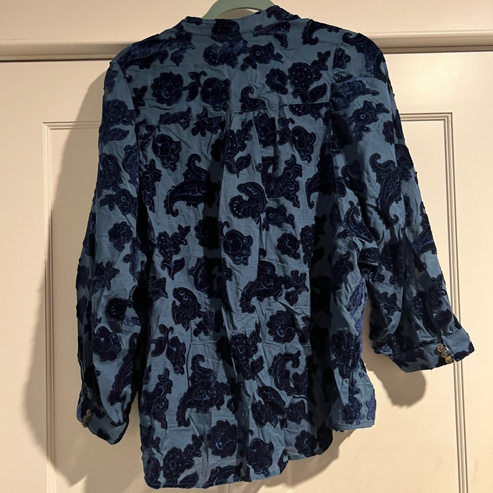 Anthropologie Pilcro Velvet Appliqué Shirt - XL - Picture 3 of 6